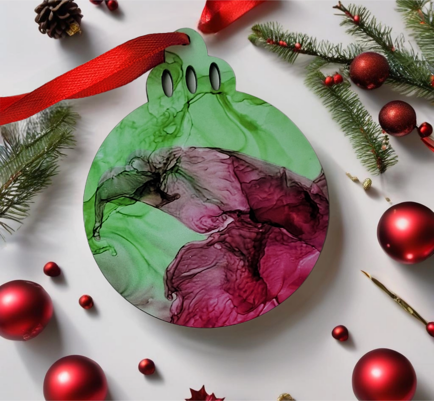 Alcohol Ink Christmas Ornament