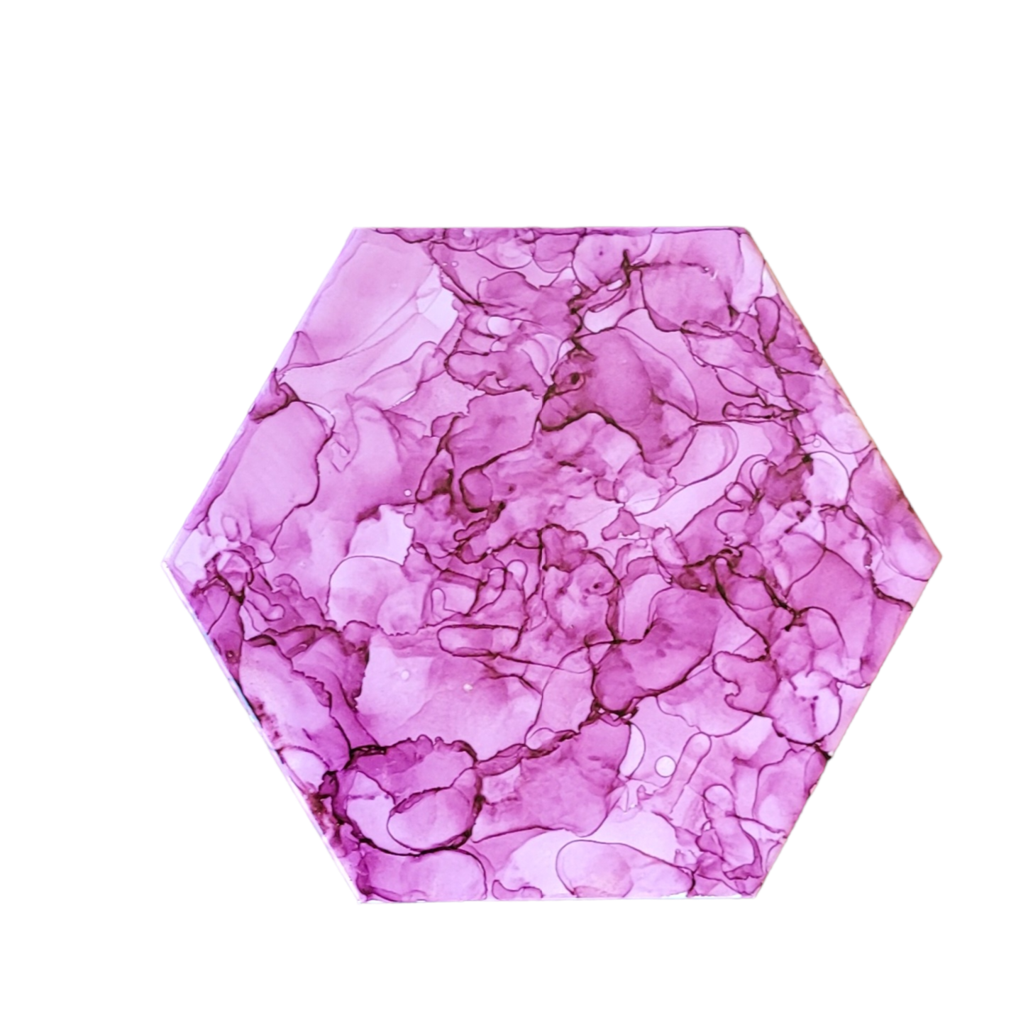 Alcohol ink on a hexagon shaped ceramic tile