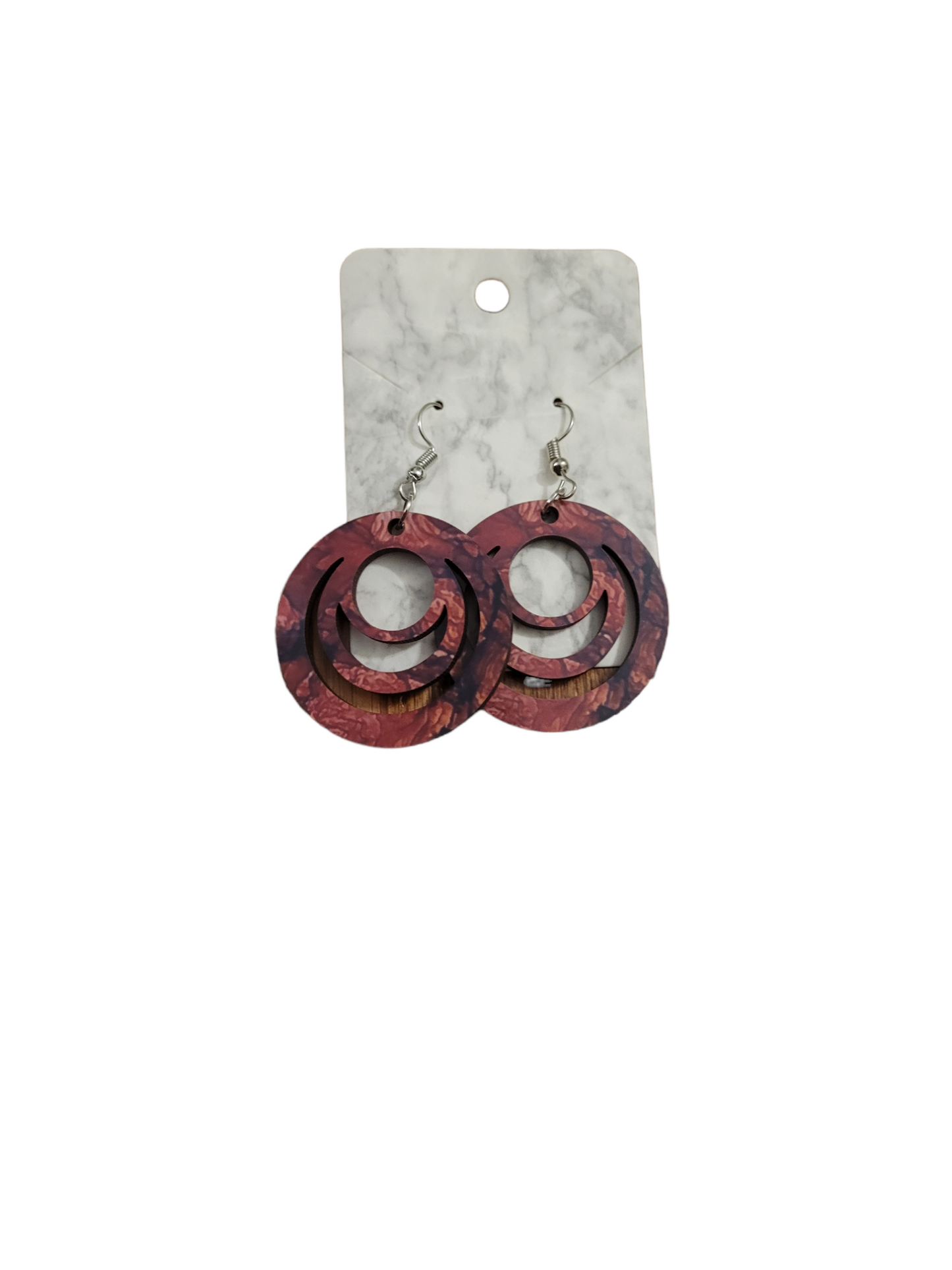Hollow Round Earrings with Alcohol Ink Design