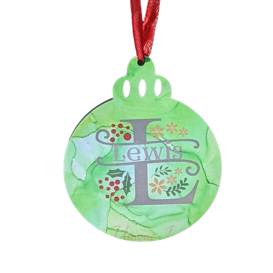 Personalized Alcohol Ink Christmas Ornament