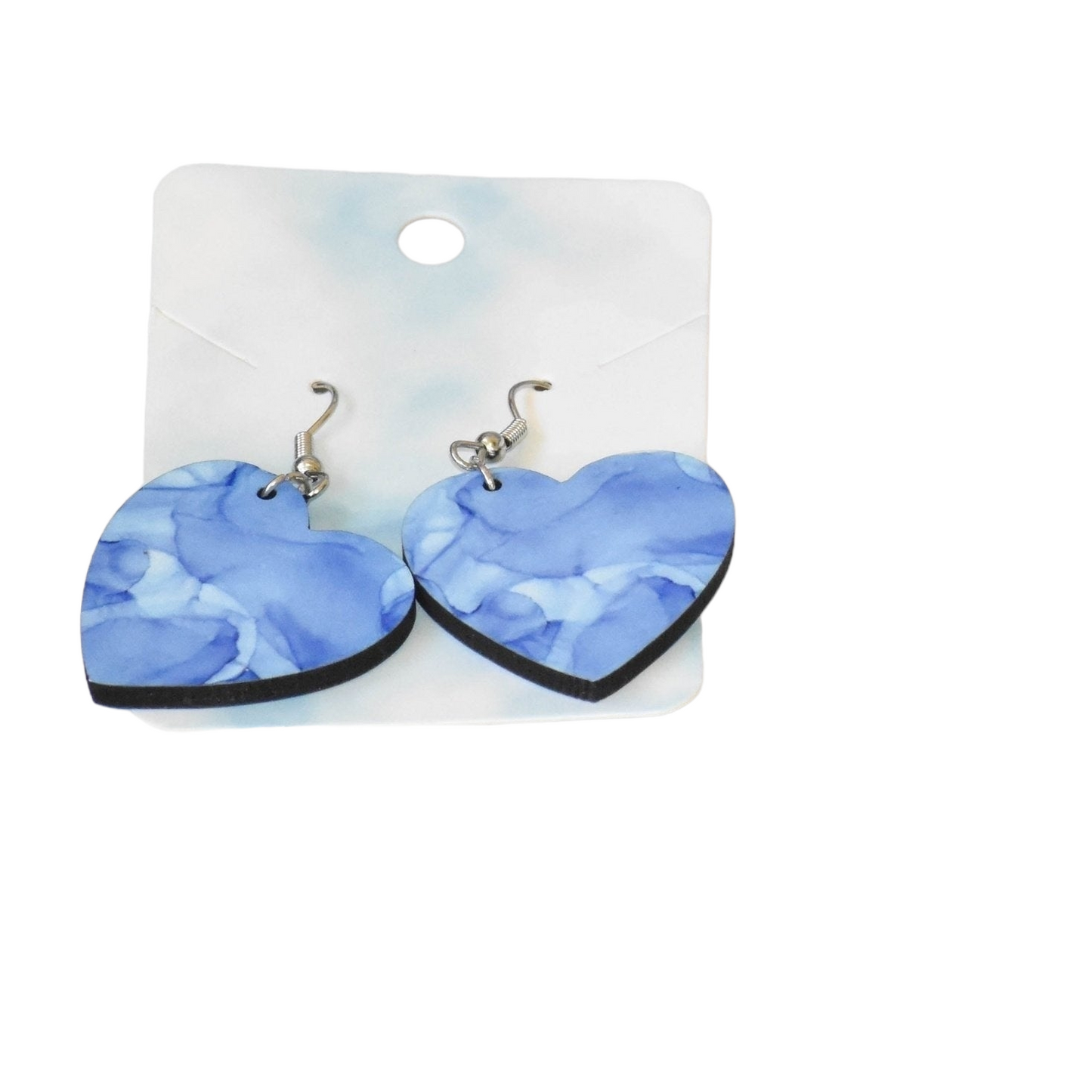 Heart and Circle Shaped Alcohol Ink Art Earrings