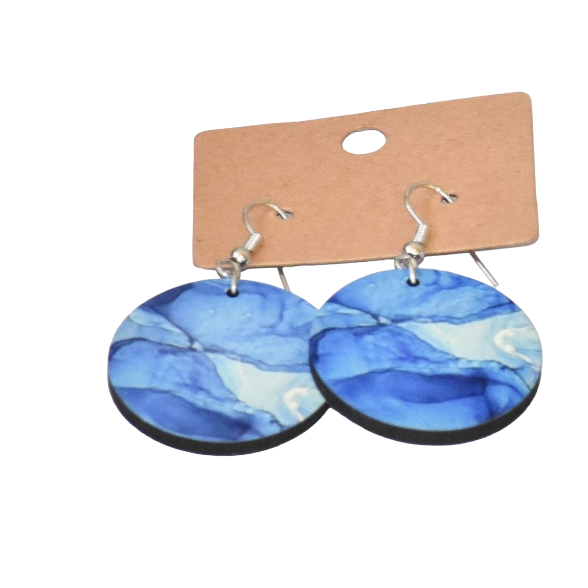 Heart and Circle Shaped Alcohol Ink Art Earrings