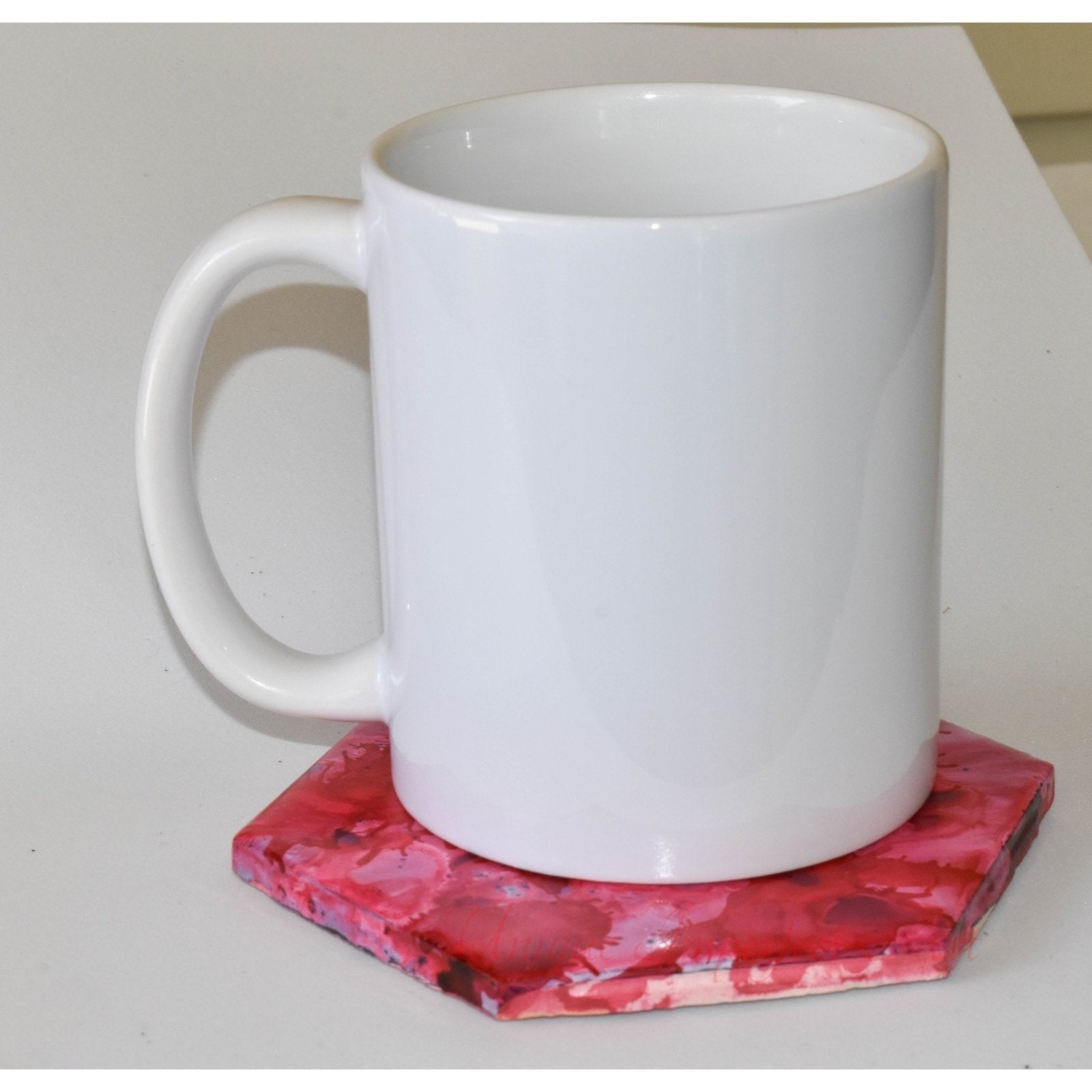 Pink and Red Ceramic Coasters Set of 2