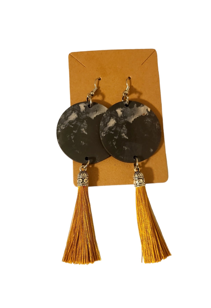 Alcohol Ink Designed Earrings with Tassels